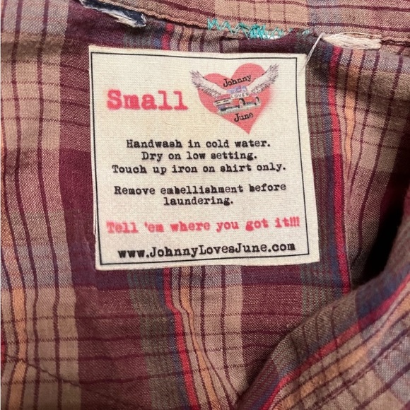 Johnny Loves June Vintage Retro Cowgirl Pinup Rodeo Pearl Snap Small - Picture 10 of 11